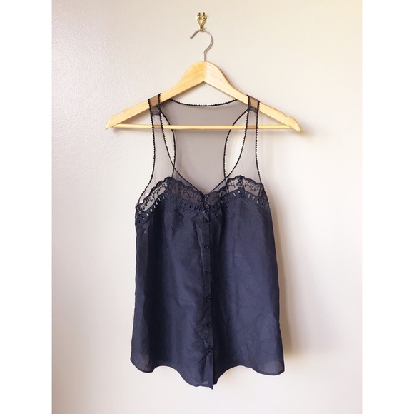 Quiksilver Cotton Silk Mesh Black Top - Picture 1 of 5